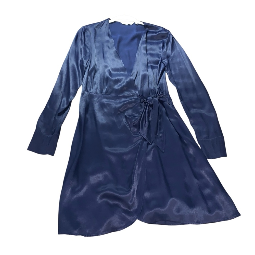 & Other Stories Navy Paris Atelier Label Wrap Dress Size 6 - Picture 2 of 10